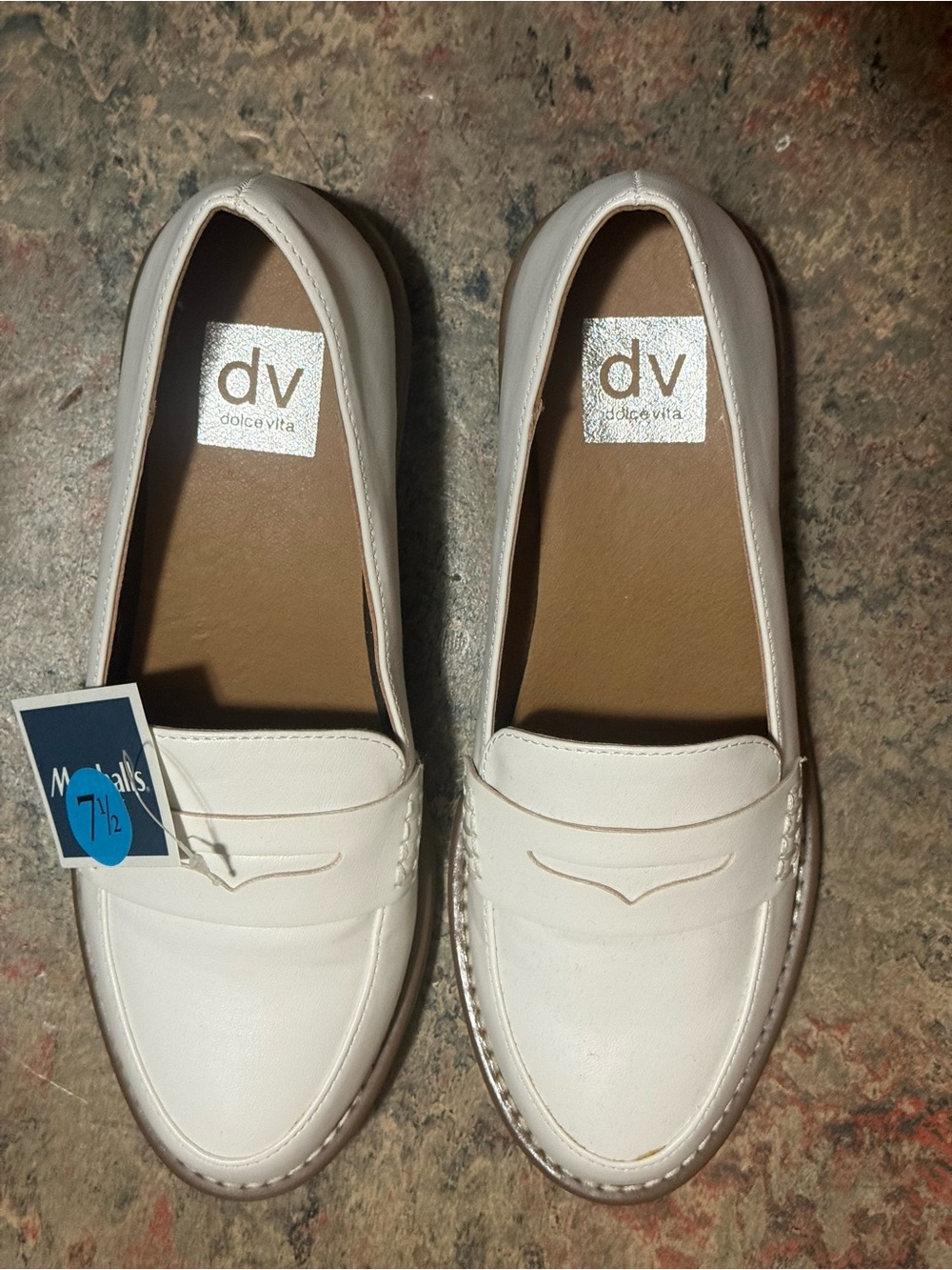 Dolce Vita White Leather Penny Loafers
